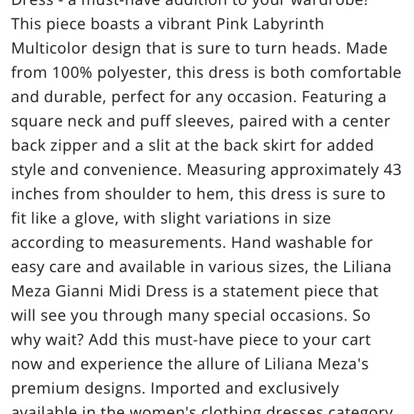 NWT $195 Liliana Meza Gianni dress Sz Medium.  Colorful & playful & comfortable - Picture 8 of 16